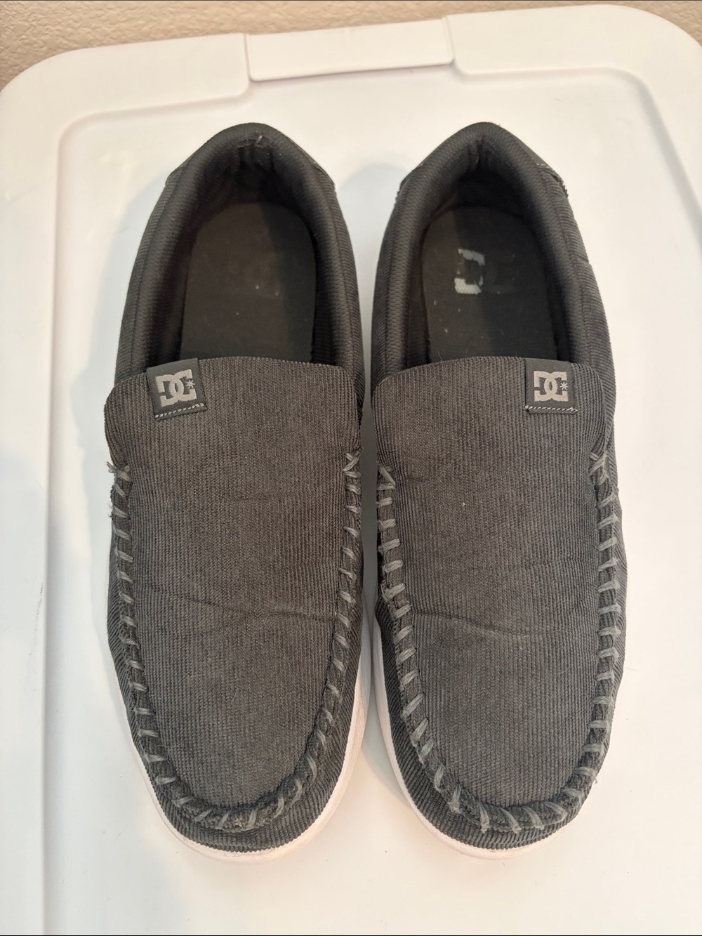 DC Men’s Charcoal Gray Corduroy  Slip-On Loafers